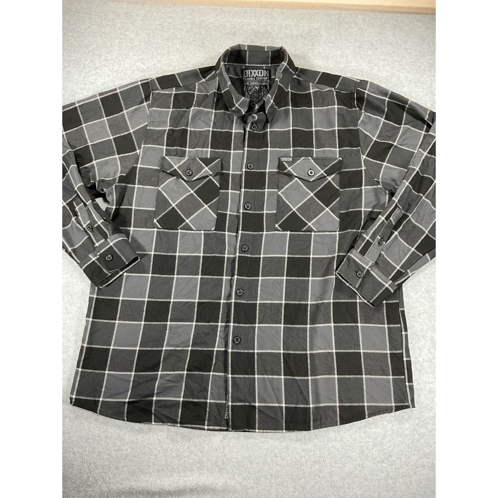Dixxon Flannel Company The Darkhorse Black Grey Plaid D-Tech Shirt Mens 2XL 2515